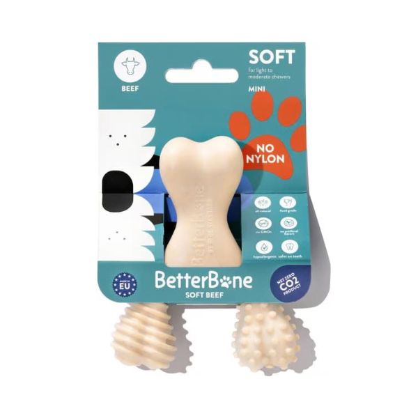 בטר בון Better Bone צעצוע לעיסה לכלבים עוצמה קלה SOFT בטעם בקר - מיני – תמונה 2
