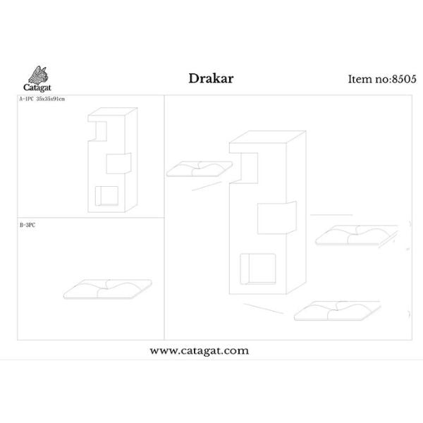 CATAGAT - Drakar מתקן גירוד לחתולים איכותי ויוקרתי - 91 ס"מ – תמונה 2