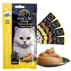 Fine cat קרם ליקוק לחתולים עוף ושרימפס 4 יח' - 60 גרם