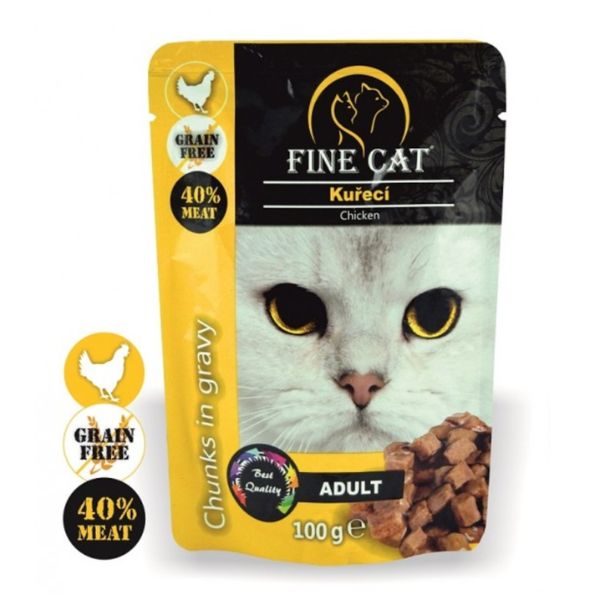 Fine Cat מעדן פאוץ לחתולים עם עוף - 100 גרם – תמונה 3