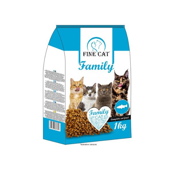 Fine cat family מזון יבש בסיסי לחתולים בטעם דגים - 1 ק"ג
