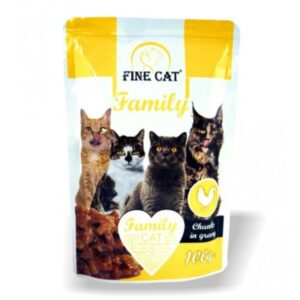 Fine Cat פיין קט פמילי מעדן פאוץ לחתולים עם עוף - 100 גרם