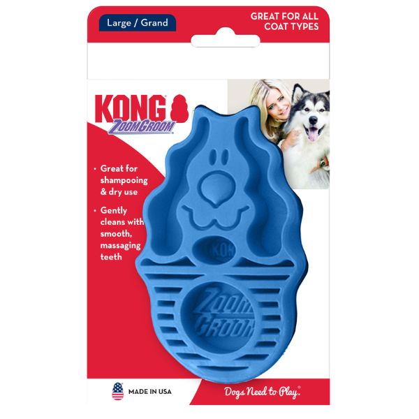 קונג זום גרום ZoomGroom מברשת קרצוף והברשה לפרווה קצרה - גדול – תמונה 3