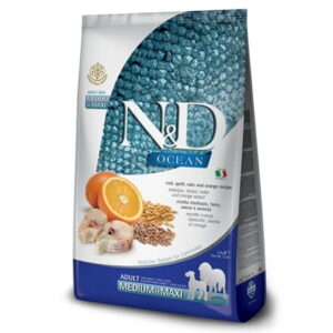 N&D נטורל דלישס אושן דג קוד, דגנים קדמונים ותפוז - 12 ק"ג